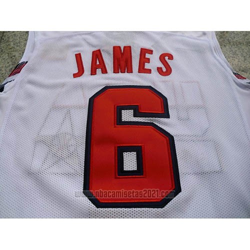 Camiseta USA 1992 Lebron James #6 Blanco